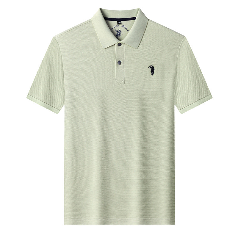 Designer 100% pure cotton short-sleeved men's polo shirt, suitable for middle-aged men, business casual style, solid color with embroidered horse - view 6