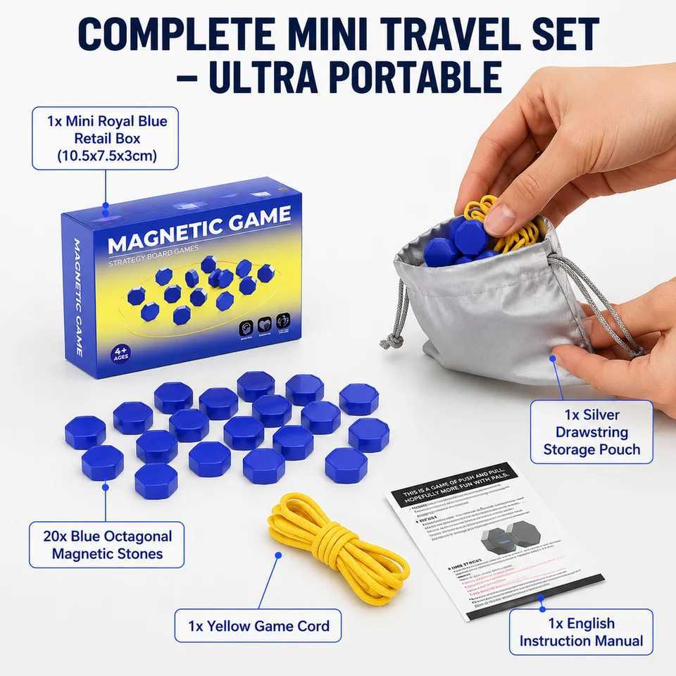 Portable Magnetic Stones Strategy Game Compact Board Game for Family Game Night Travel and Camping X260911