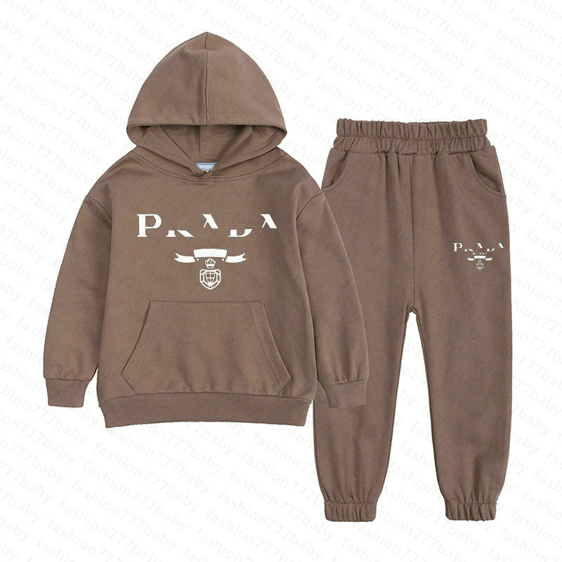 NEW Set Cappuccio Bambini 2-13 Anni Cotone Ragazzo Ragazza Stampa Designer Abbigliamento Sportivo Esterno 2 Pezzi Felpa Pantaloni-image