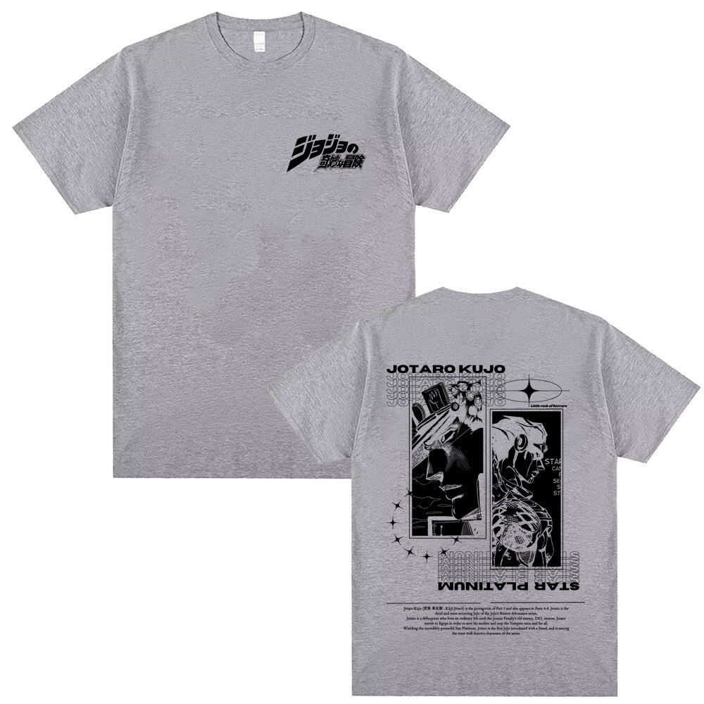 Anime JoJo's Bizarre Adventure Kujo Jotaro Star Platinum Graphic T-shirt Men Women Casual Cotton Vintage Short Sleeve T Shirts - view 6