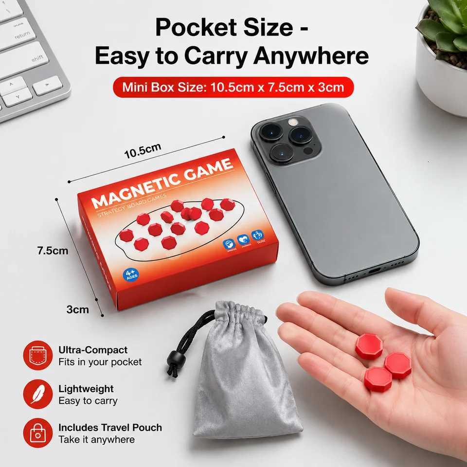 Portable Magnetic Stones Strategy Game Compact Board Game for Family Game Night Travel and Camping X260911 - view 5