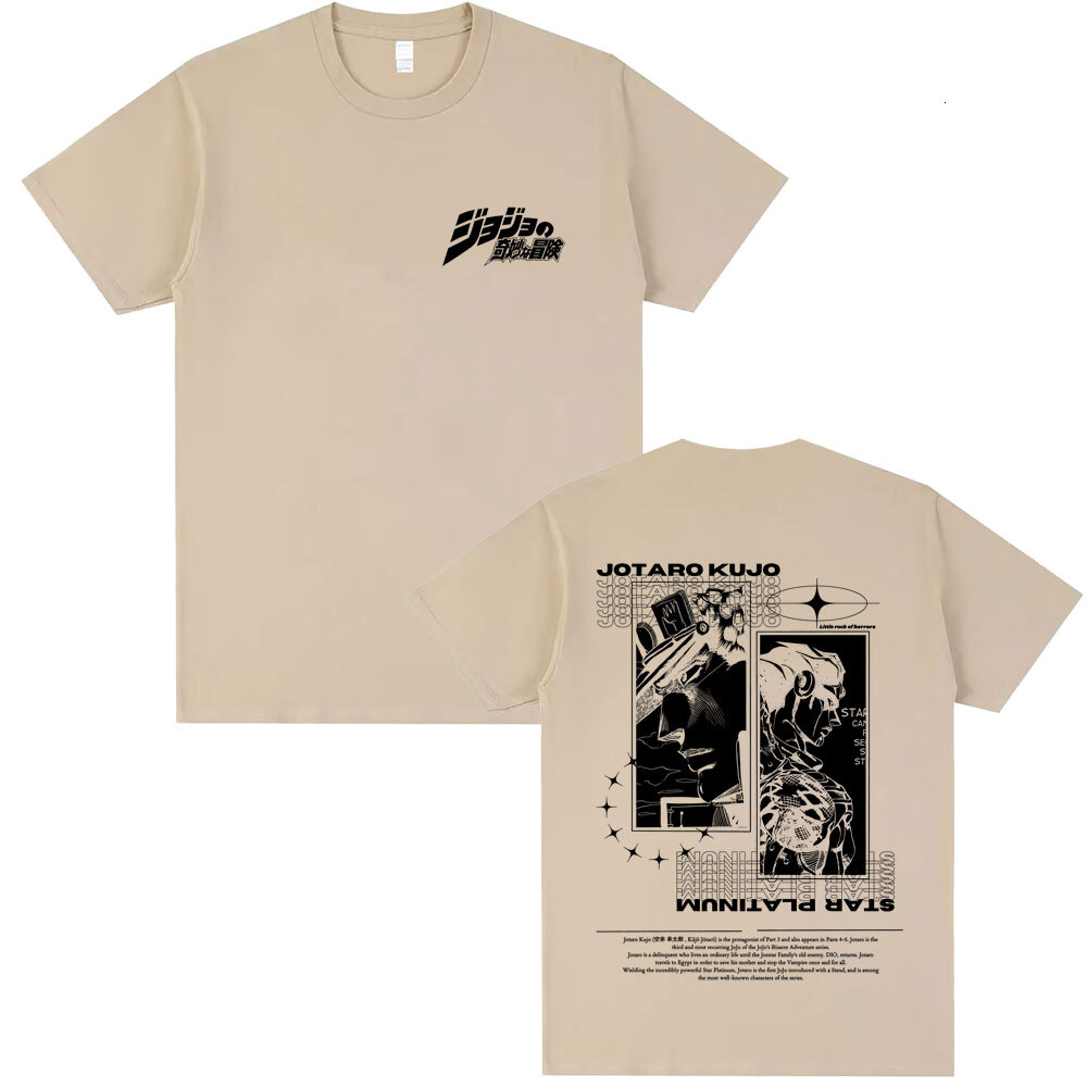 Anime JoJo's Bizarre Adventure Kujo Jotaro Star Platinum Graphic T-shirt Men Women Casual Cotton Vintage Short Sleeve T Shirts - view 7