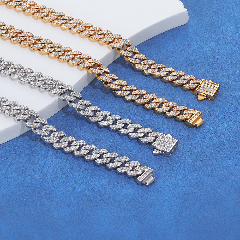 18K Gold Plated Moissanite Cuban Link Chain Necklace Stainless Steel Hip Hop Jewelry for Party Wedding Anniversary Men - view 5