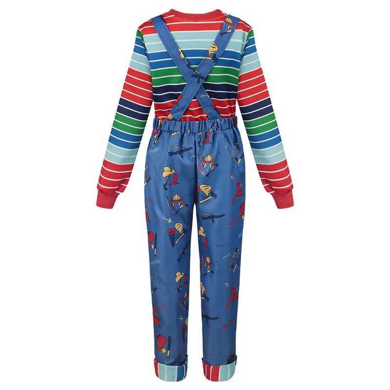 Adult Chucky Cosplay Costume with Striped Shirt and Jumpsuit for Chucky Overalls Halloween Costumes C260911 - view 4