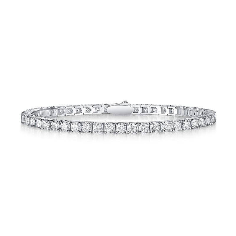 6.5mm White 925 Sterling Silver VVS Moissanite Diamond Cuban Link Chain Bracelet Iced Out Mossanite Jewelry Men Women Bracelet - view 3