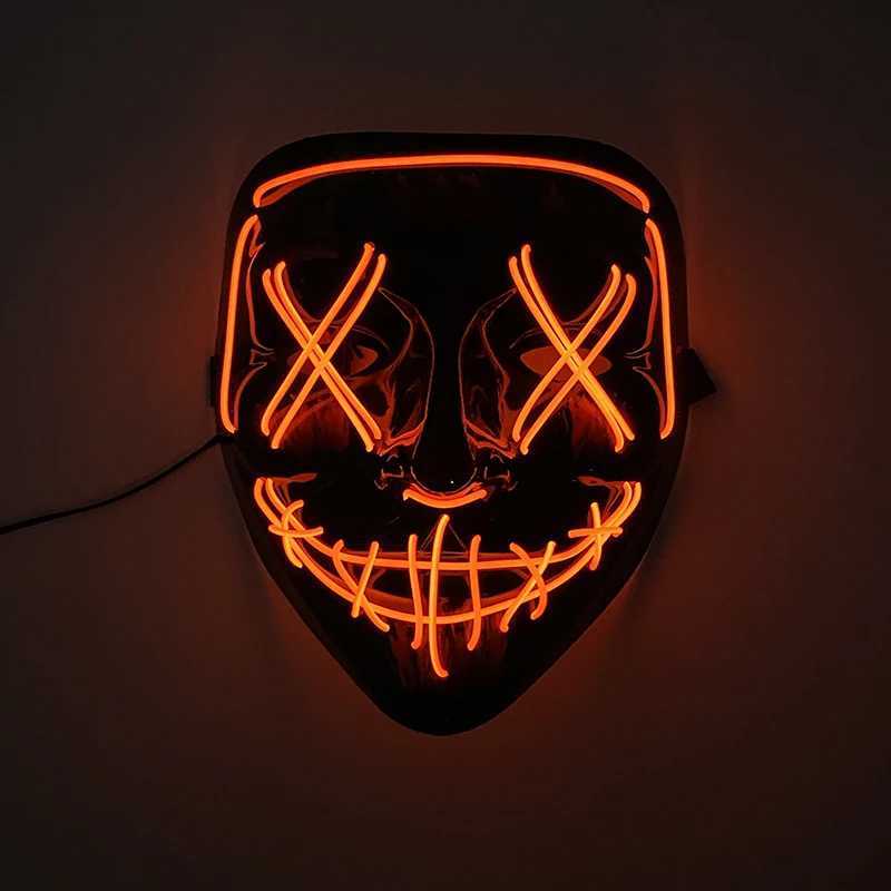2026 Halloween Party Supplies Luminous LED Purge Mask Wireless EL Neon Light Full Face Mask Cosplay For Adult Glow In The Dark S260911H1WH - view 7