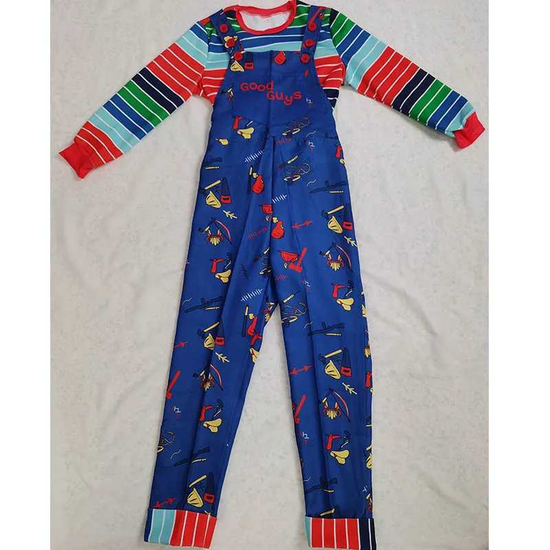 Adult Chucky Cosplay Costume with Striped Shirt and Jumpsuit for Chucky Overalls Halloween Costumes C260911 - view 5