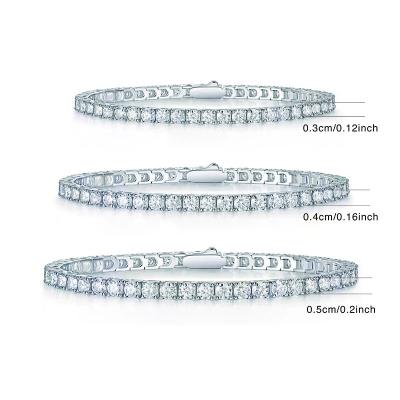 6.5mm White 925 Sterling Silver VVS Moissanite Diamond Cuban Link Chain Bracelet Iced Out Mossanite Jewelry Men Women Bracelet - view 4