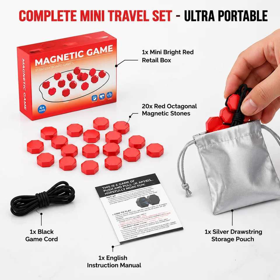 Portable Magnetic Stones Strategy Game Compact Board Game for Family Game Night Travel and Camping X260911 - view 6