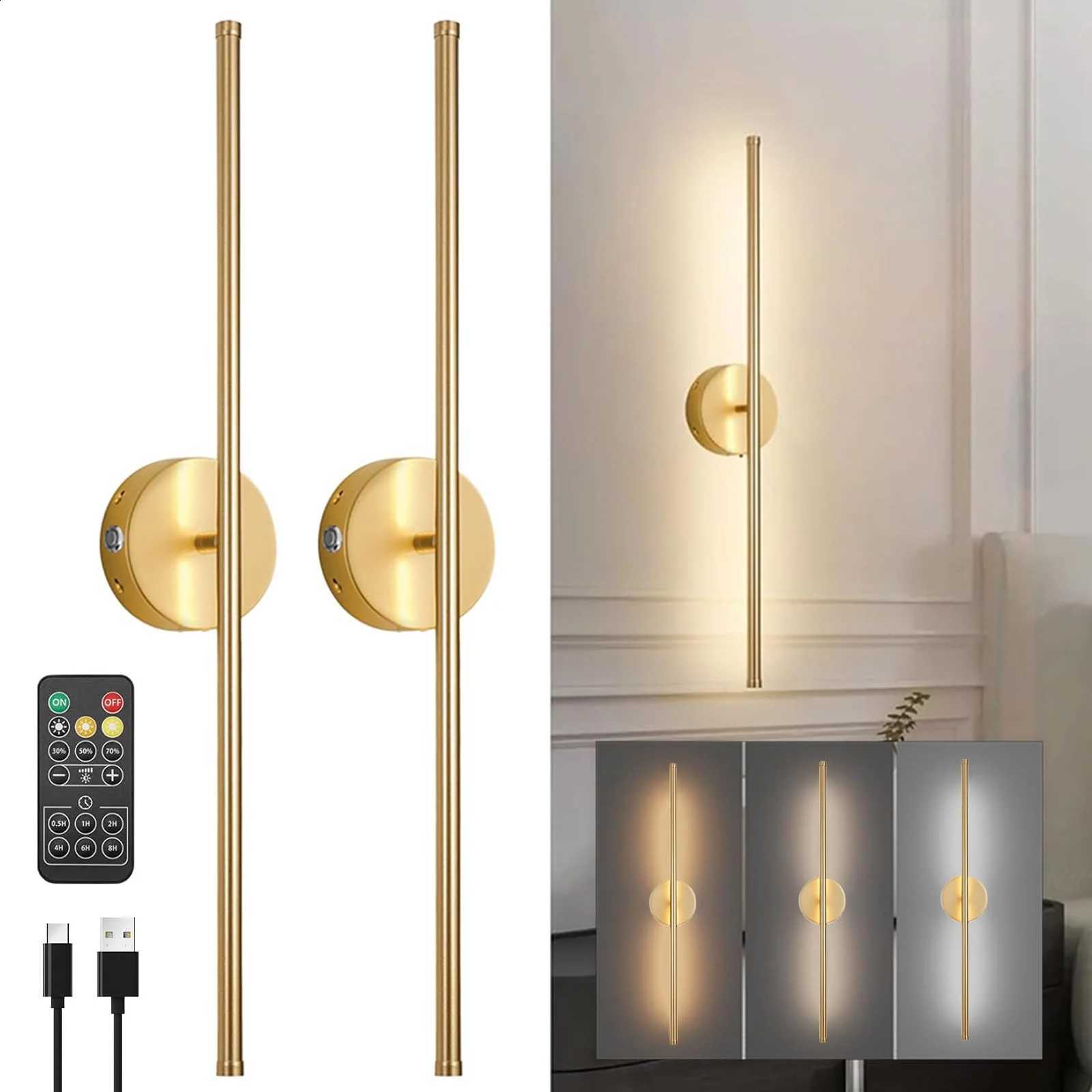 Set of 2 LED Battery Wireless Wall Light with Remote Control Rechargeable Wall Lamp with Timing Function 6 W Touch Dimmable X260910 - view 1