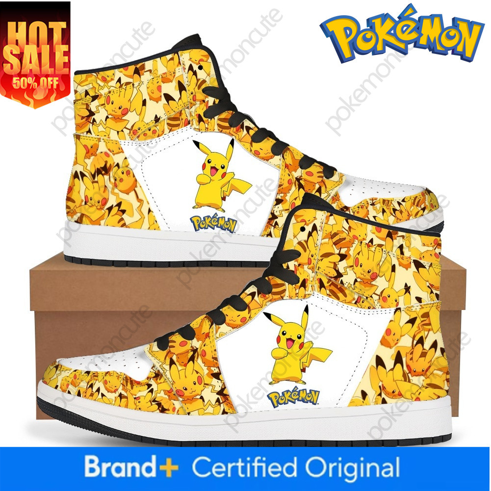 Pikachu Eevee Charizard Gengar Sneakers Pokemon Shoes Japanese Anime Character Pu Shoes Printed Casual Fashion Walking Shoes Great Gift Fans High Top  - view 6