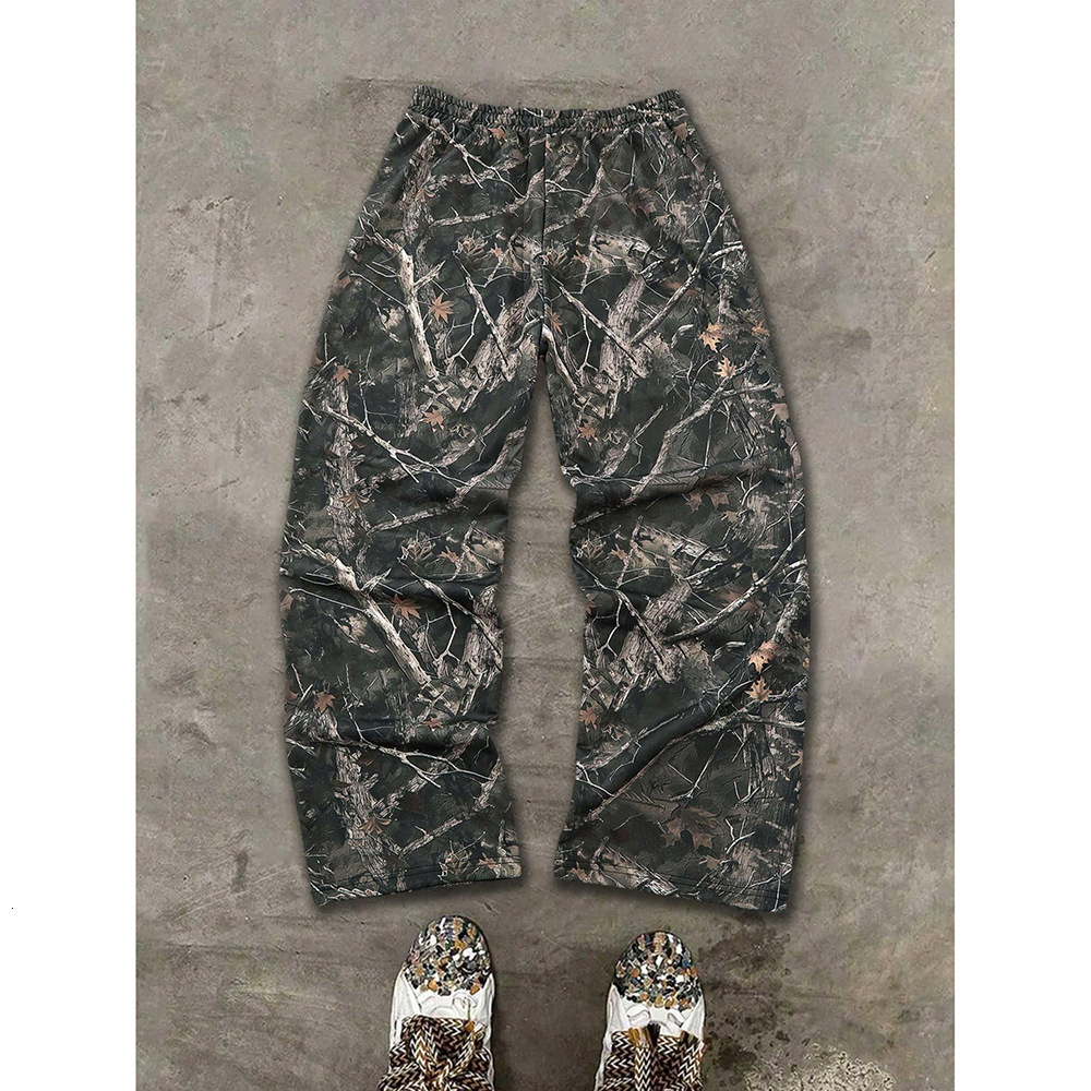 Fashion Trend Tree Branch Print Casual Pants 2025 New Hip-Hop Wide-Leg Versatile Floor-Length Pants 251217 - view 3