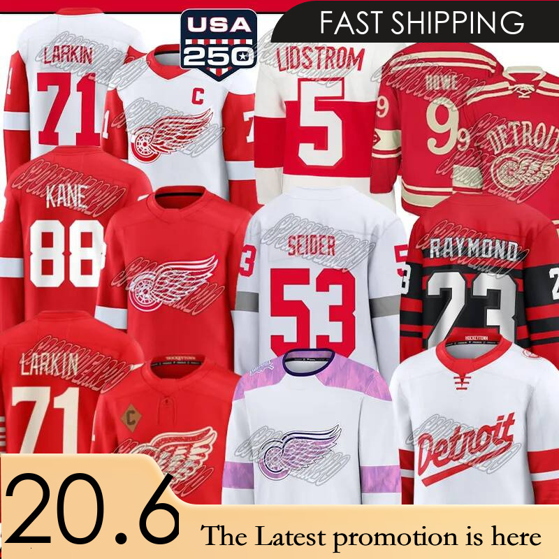 Detroit Redwings Detroit Hockey Red Wingses Jersey 71 Dylans Larkins 88 Patrick Kane Moritz Seider Kasper Stadium Series Jersey 2026 2027 USA250-image