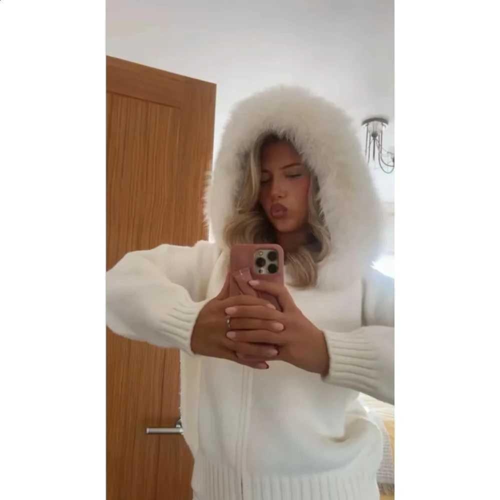 Coat Women Cardigan Natural Fur Coat Women Real Mongolian Fur Knitwear Female Spring Autumn Hooded Knitted Fur Jacket H260910 - view 7