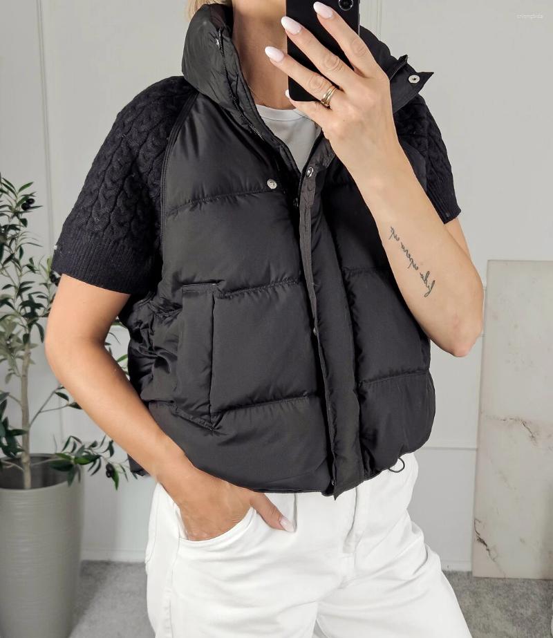 Women Knitted Splicing Padded Vest Stand Collar Sleeveless Z - view 9