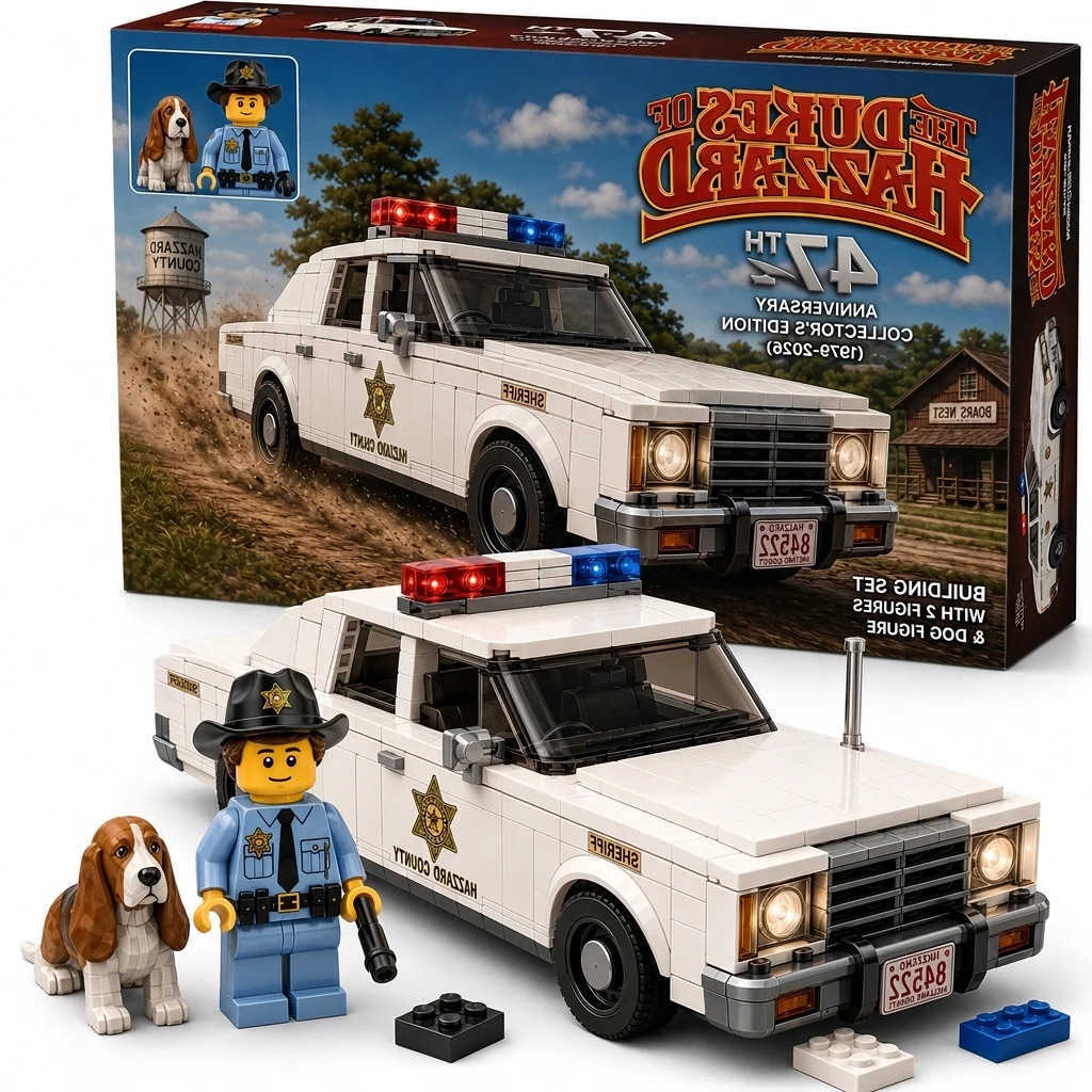 47th Anniversary Edition Hazerd Sheriff Patrol Car Building Block Set White Police Car Sheriff's Hound S2609116XTX