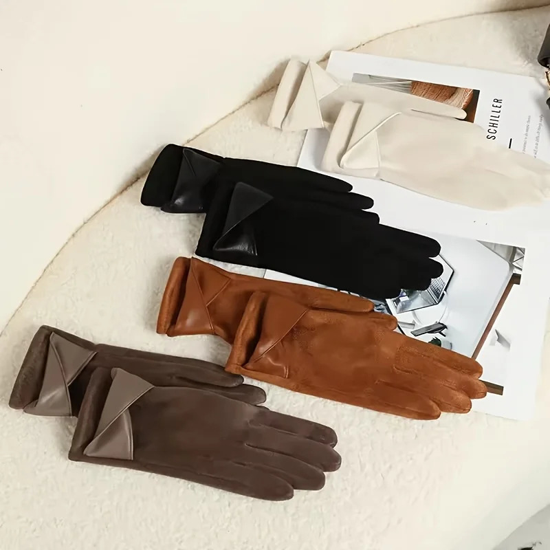Thermal Winter Gloves Women's Thermal Winter Gloves - 1 Pair Elegant Brown with Beige Grey | Soft Warm Lining260910 - view 5