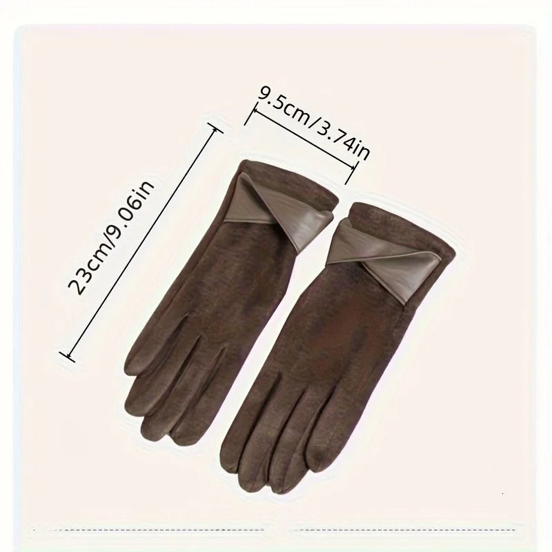 Thermal Winter Gloves Women's Thermal Winter Gloves - 1 Pair Elegant Brown with Beige Grey | Soft Warm Lining260910 - view 7