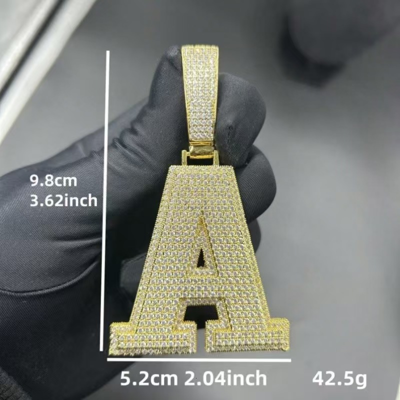 Custom A-Z Double Layer 3D Letter Moissanite Pendant Iced Out Hip Hop Initial Name Necklace Gold Plated Rapper Jewelry For Men Women - view 7