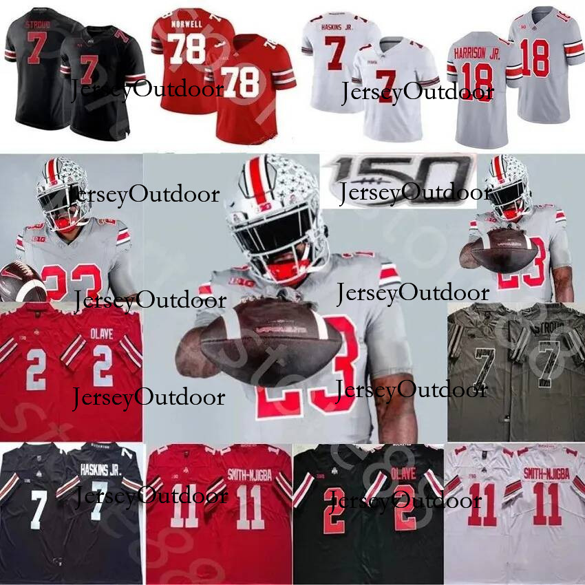 Custom S 4XL Njigba Stroud Fields George Olave Henderson Downs Smith Elliott Harrison Jr Bosa McCord Egbuka Football Jersey