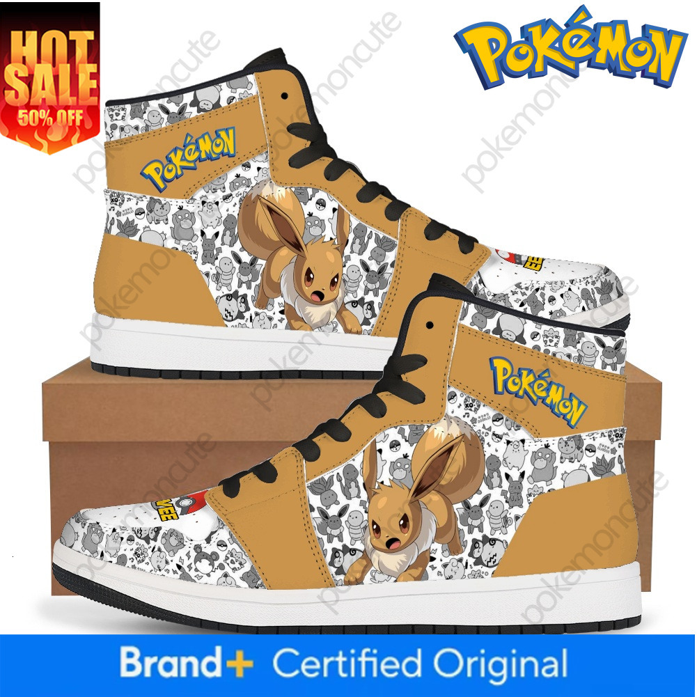 Pikachu Eevee Charizard Gengar Sneakers Pokemon Shoes Japanese Anime Character Pu Shoes Printed Casual Fashion Walking Shoes Great Gift Fans High Top  - view 4