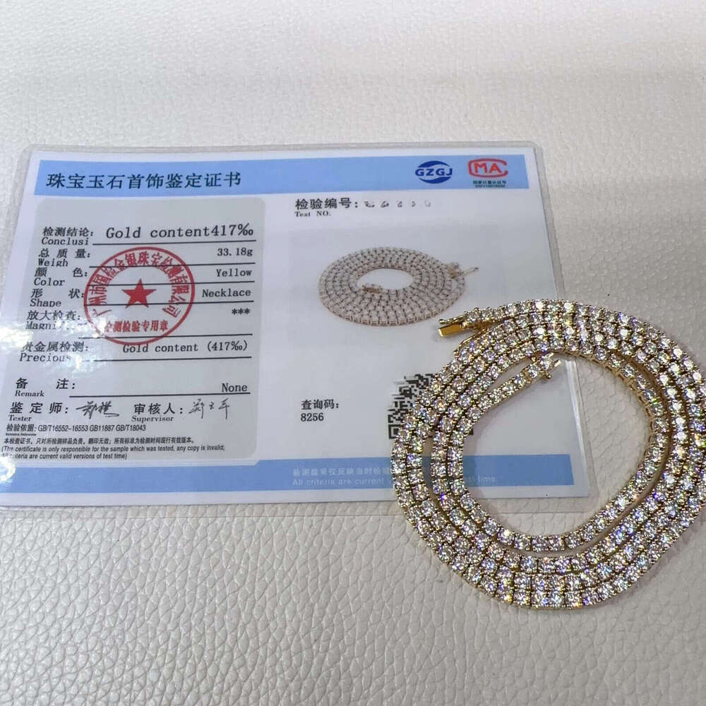 3MM Customized 10K Real Gold VVS Moissanite GRA Lab Diamond Iced Out Jewelry Moissanite Lab Diamond Tennis Chain - view 3