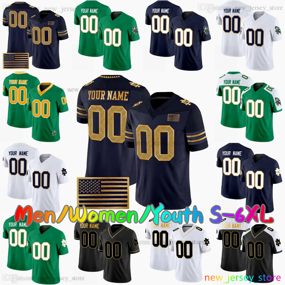 2025 Custom S-6Xl Notre Dame Fighting Irish College Football Jersey 4 Jeremiyah Love 13 CJ Carr Riley Leonard 3 Joe Montana 5 Beaux Collins Raridon-image