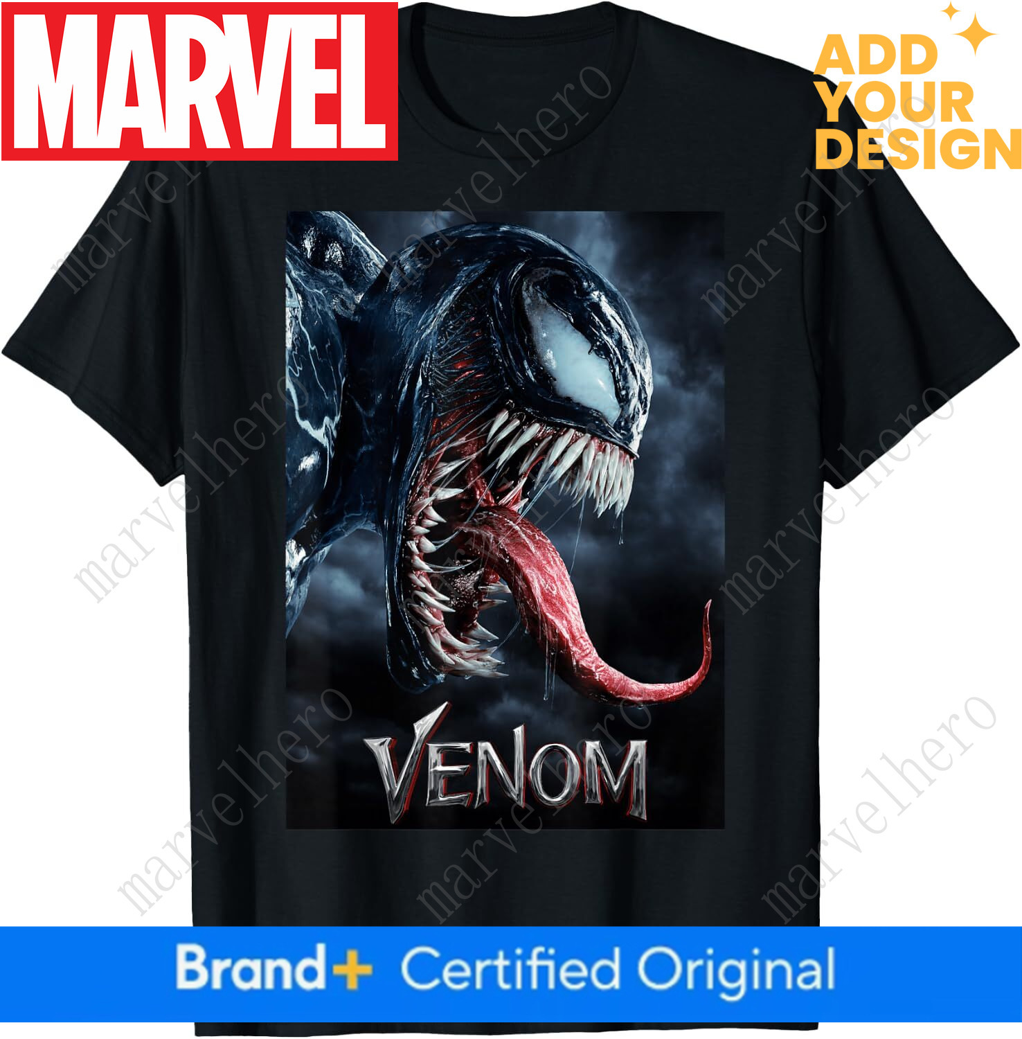 Venom Tongue Out Poster Graphic T Shirt Small