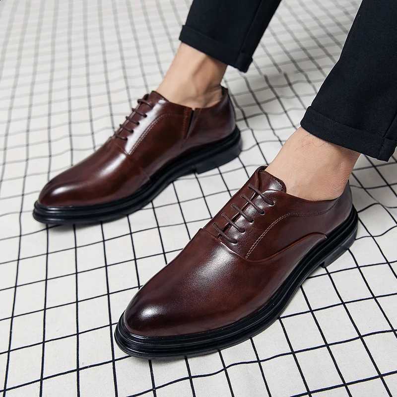 Classic Formal Oxford Shoes Office Casual Business Shoes Men Trend Party Social Brogues Wedding Leather Men's Dress ShoesT260912 - view 5
