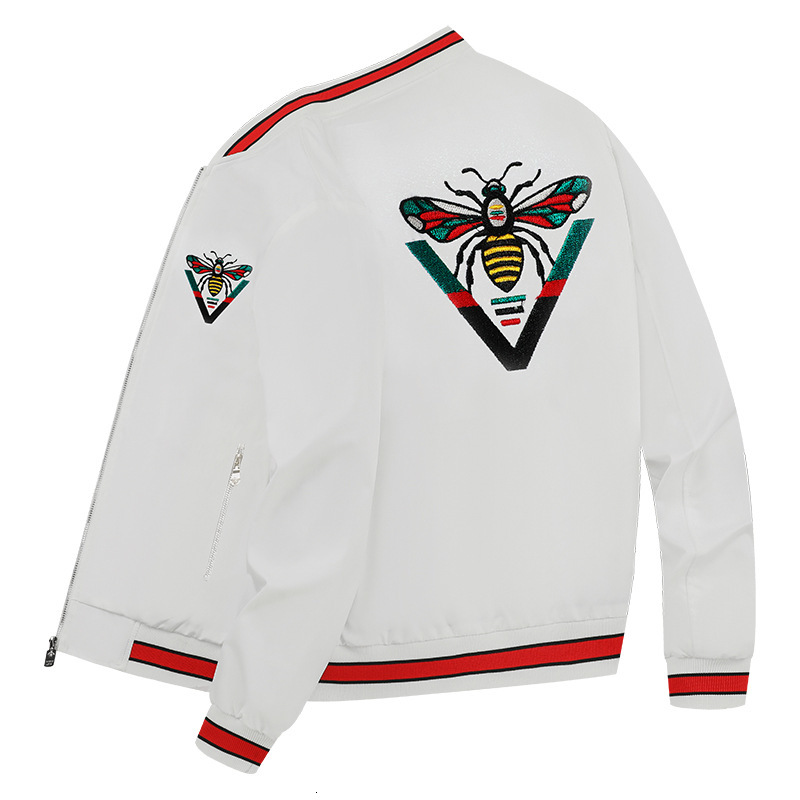 Designer Jacket Luxury White Splicing Bee Embroidered Coat Fashion Brand Men's Outdoor High End Leisure Sports Slim Fit Hoodie Sunscreen Windproo - view 6