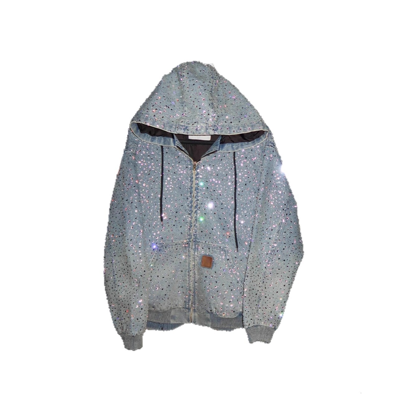 Designer Jacket Luxury Fashion Outdoor Street Hip Hop Heavy Industry Hot Diamond Water Diamond Cowboy Coat Youth Outdoor Sports Leisure Men's Hoo - view 6