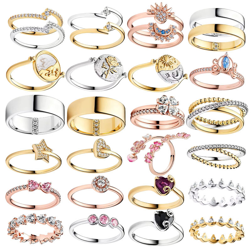 2026 Latest Multi Style 925 Sterling silver Ring with stone Love Peach Blossom Sun Moon Simple Rings for women Jewelry Women's Gift wholesale