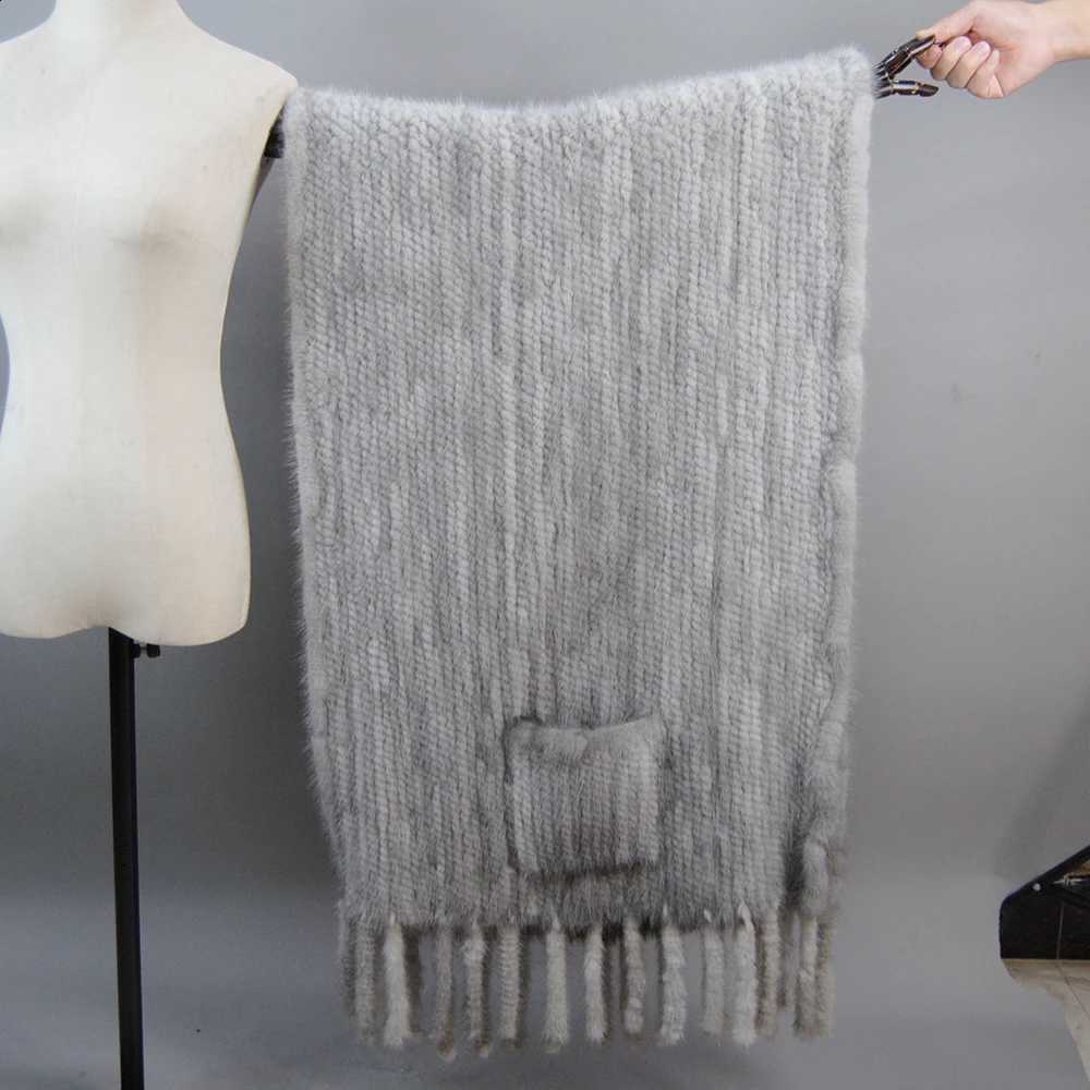 Knitted Women Winter Hot Sale Real Mink Fur Scarf ShAWl Natural Warm Mink Fur Pashmina LaDY Long Style Genuine Fur Scarves N260912 - view 5