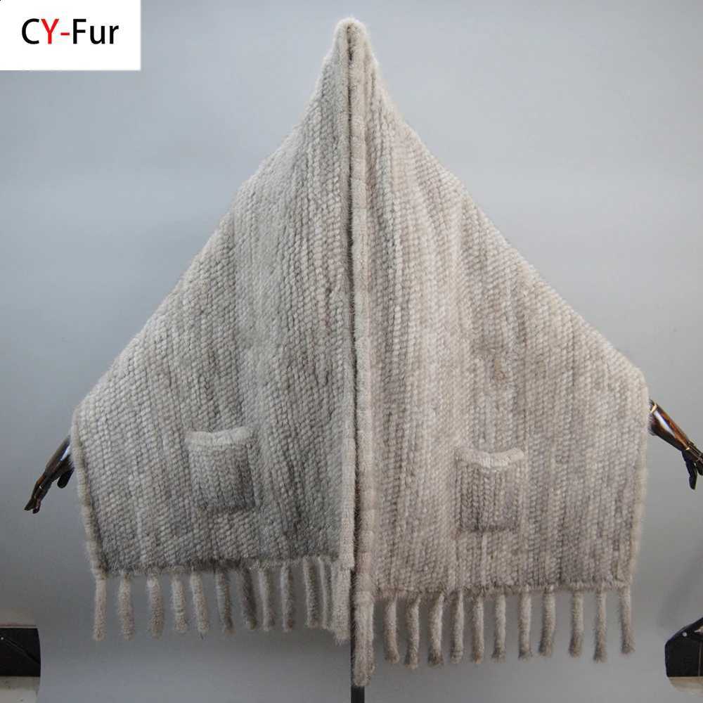 Knitted Women Winter Hot Sale Real Mink Fur Scarf ShAWl Natural Warm Mink Fur Pashmina LaDY Long Style Genuine Fur Scarves N260912 - view 3