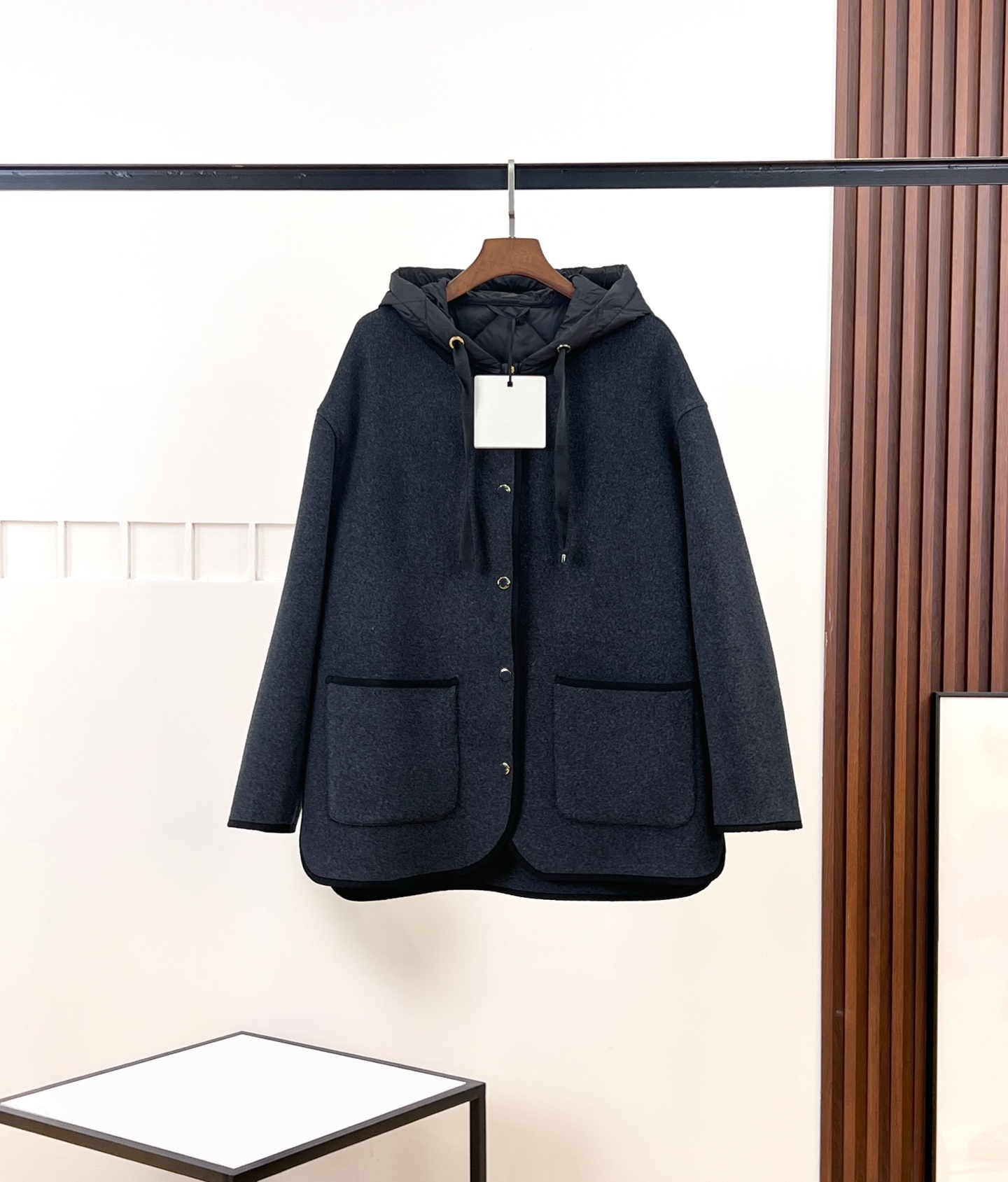M Cappotto Scozzese Autunno/Inverno Stile Lusso Con Tasca Grande E Bottone Sing…