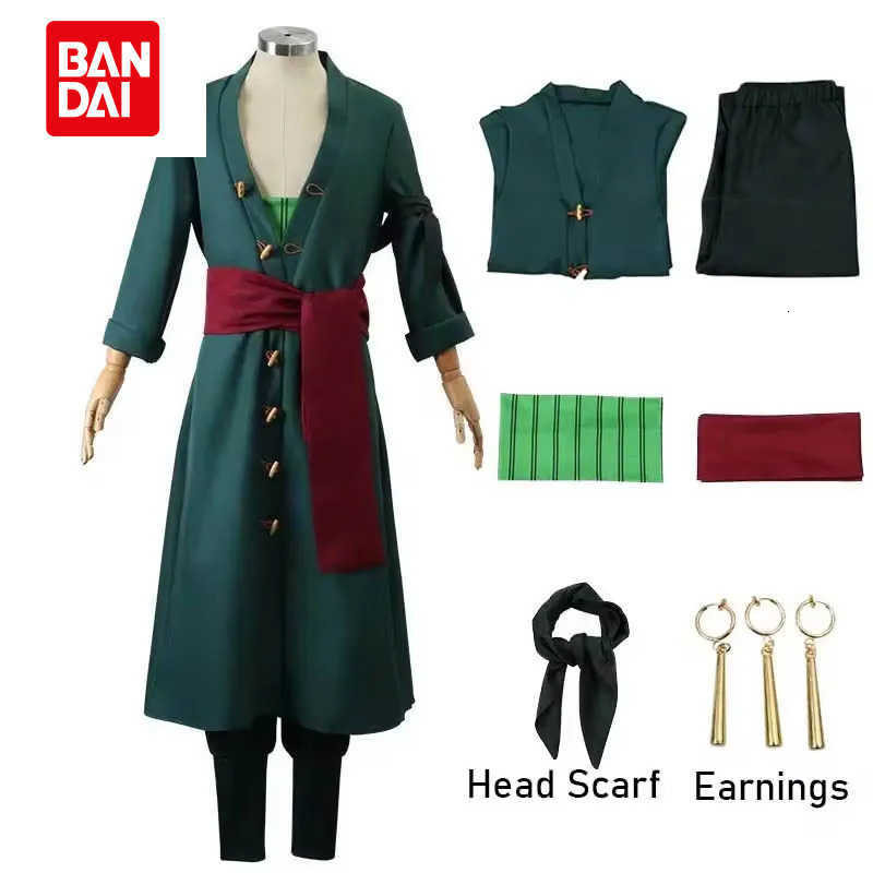 Roronoas Costume Cosplay Anime Kimono Robe Zoro Mantello Uniforme Abiti Di Halloween Con Orecchini Per Comic Con C260914-image