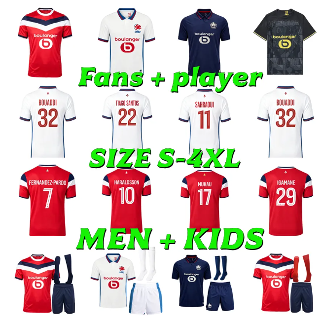 2026 2027 Losc Lille Maglie Da Calcio 26 27 Giroud Haraldsson Igamane Mukau Cngoy Bouaddi FERNANDEZ-PARDO Maillots Uomo Bambini Kit Player Versione-image