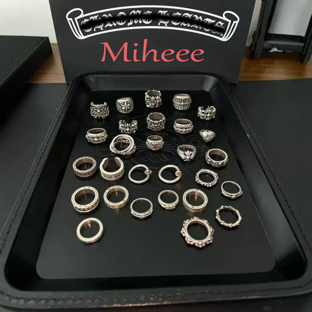 Anelli Designer Anello Cromato Croce Argento 925 Placcato Hip Hop Marchio Farfalla Di Alta Qualità Fiore Anello Intagliato Vuoto Vintage Anello Con-image