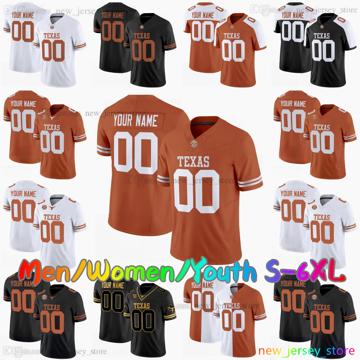 2025 Custom S-6XL College Football Jersey 16 Arch Manning 9 Jerrick Gibson 13 Parker Livingstone 16 Michael Taaffe 3 Quinn Ewers 18 Matthew Caldwell-image