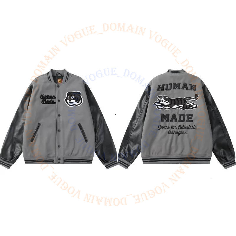 Designer Humanmades Moda Uomo Giacca Da Baseball Cuore Umano Retro Anatra Tigre Cappotto In Pelle Ricamato Giacca Unisex Da College Umana Inverno St-image