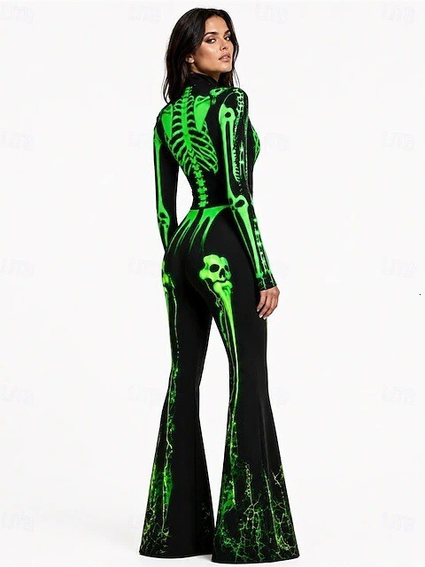 2026 cross border hot selling skeleton bell bottom pants tig - view 4