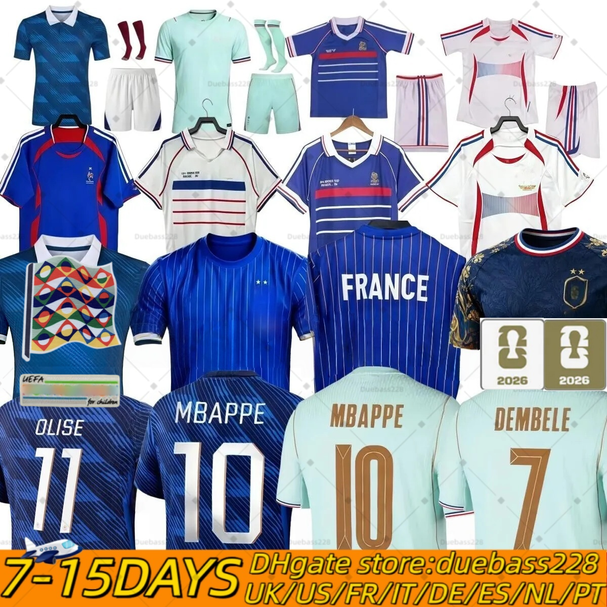 Maillot Francia 2026 Coppa Del Mondo 26 27 Maglie Da Calcio Mbappe Olise Dembele Giroud Griezmann Ekitike Zidane Maglia Da Calcio Unisex Retro 98 06-image