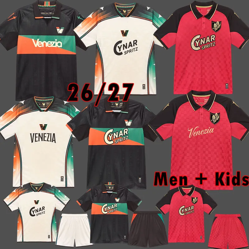 25 26 Venezias FC Soccer Jerss Oro Aramu Forte Venezia 2025 2026 Manica Lunga Busio Maglie Da Calcio Casa Lontano 3Rd Adukt Kids Kit Uniformi Retrò-image