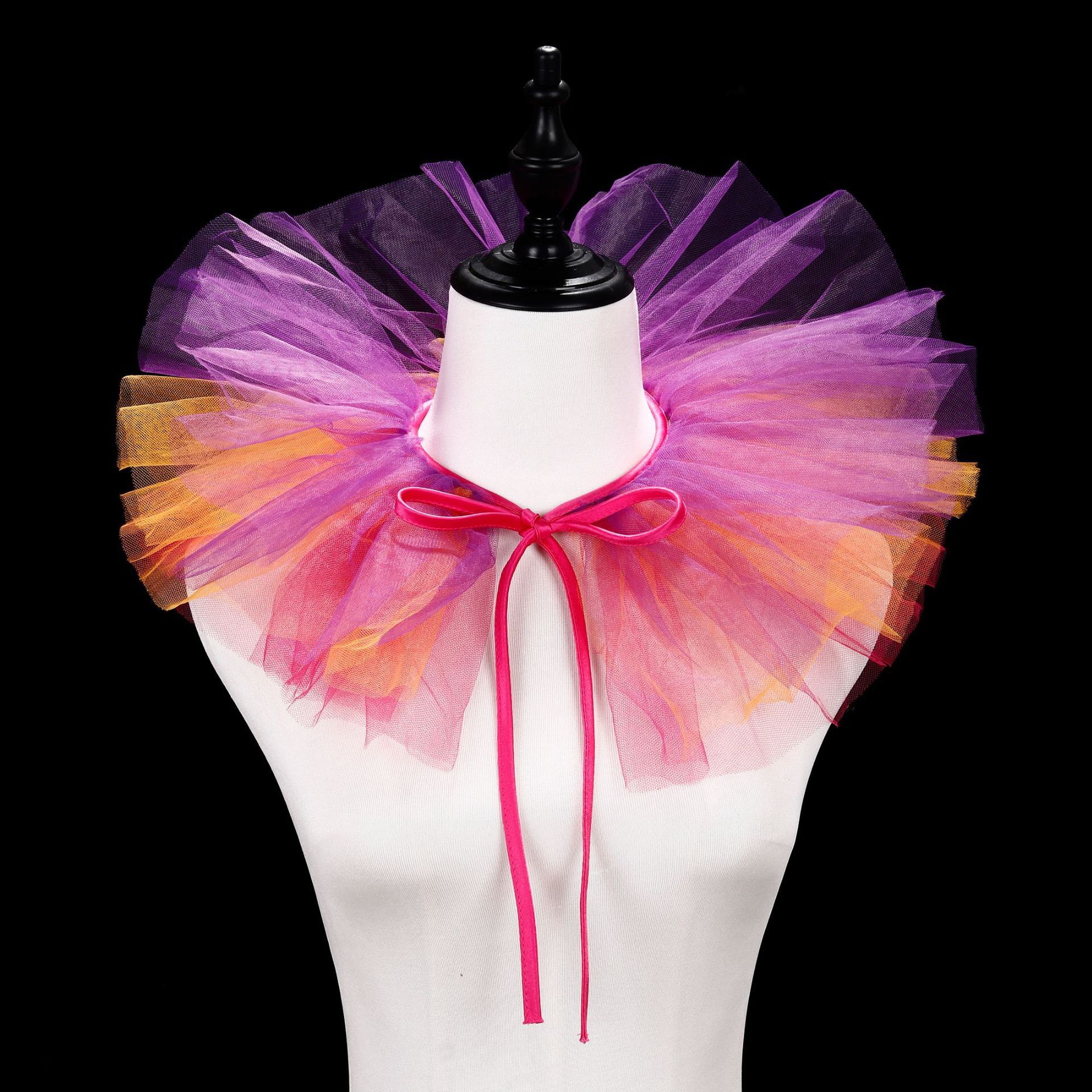 Carnival clown masquerade colorful fluffy mesh fake collar p - view 4