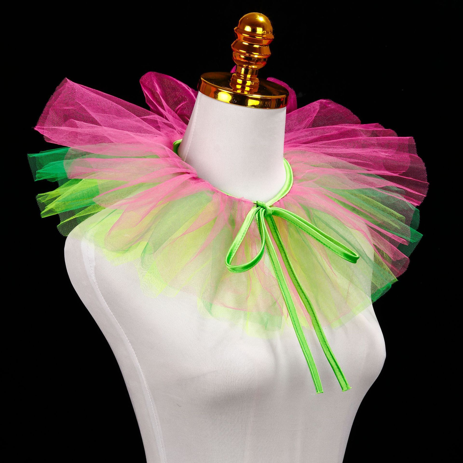 Carnival clown masquerade colorful fluffy mesh fake collar p - view 5
