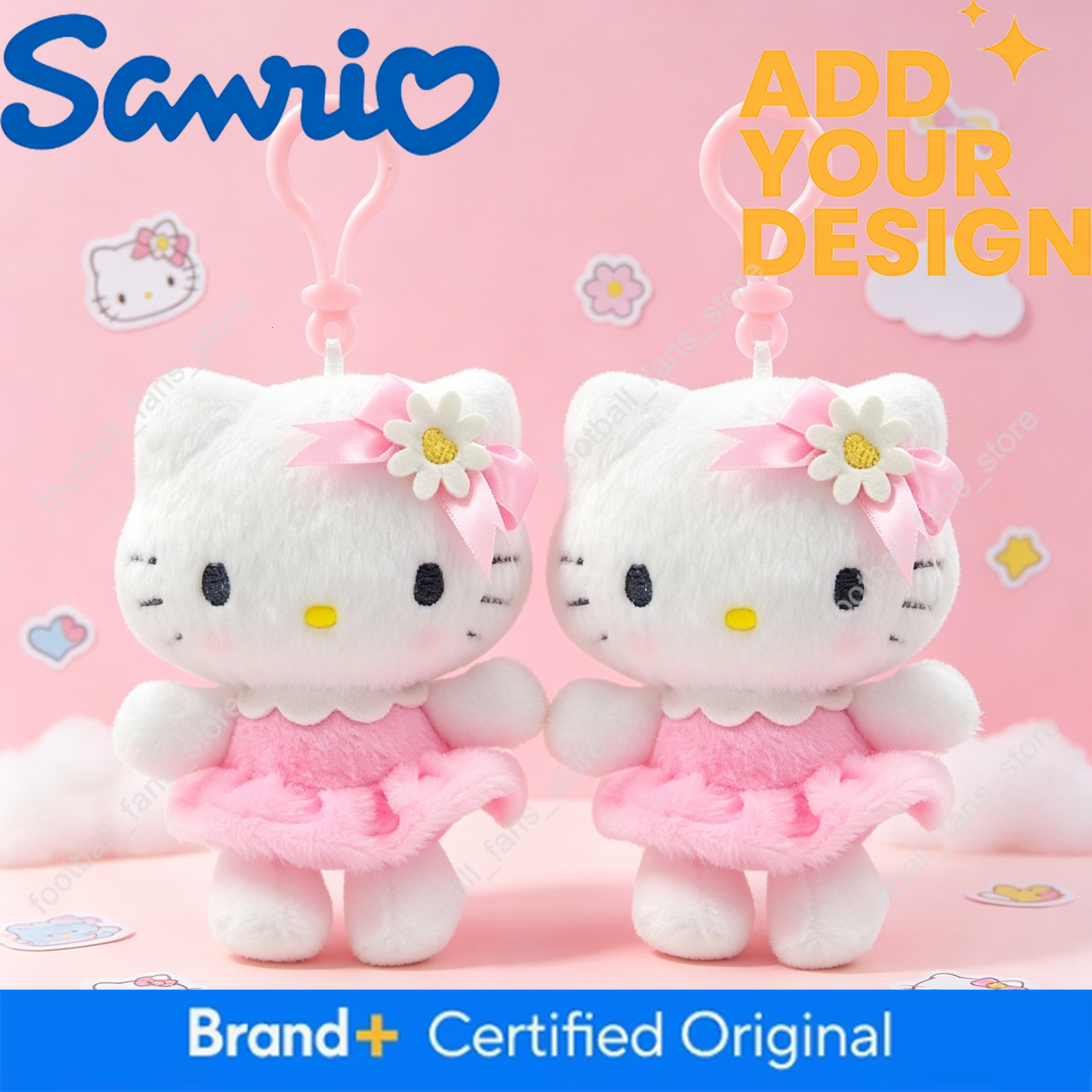 designer bag Genuine Licensed Sanrio Plush Keychain, Floral Hello Kitty & Cinnamoroll Soft Fluffy Doll Charms, Cute Bag Pendant, Perfect Gift