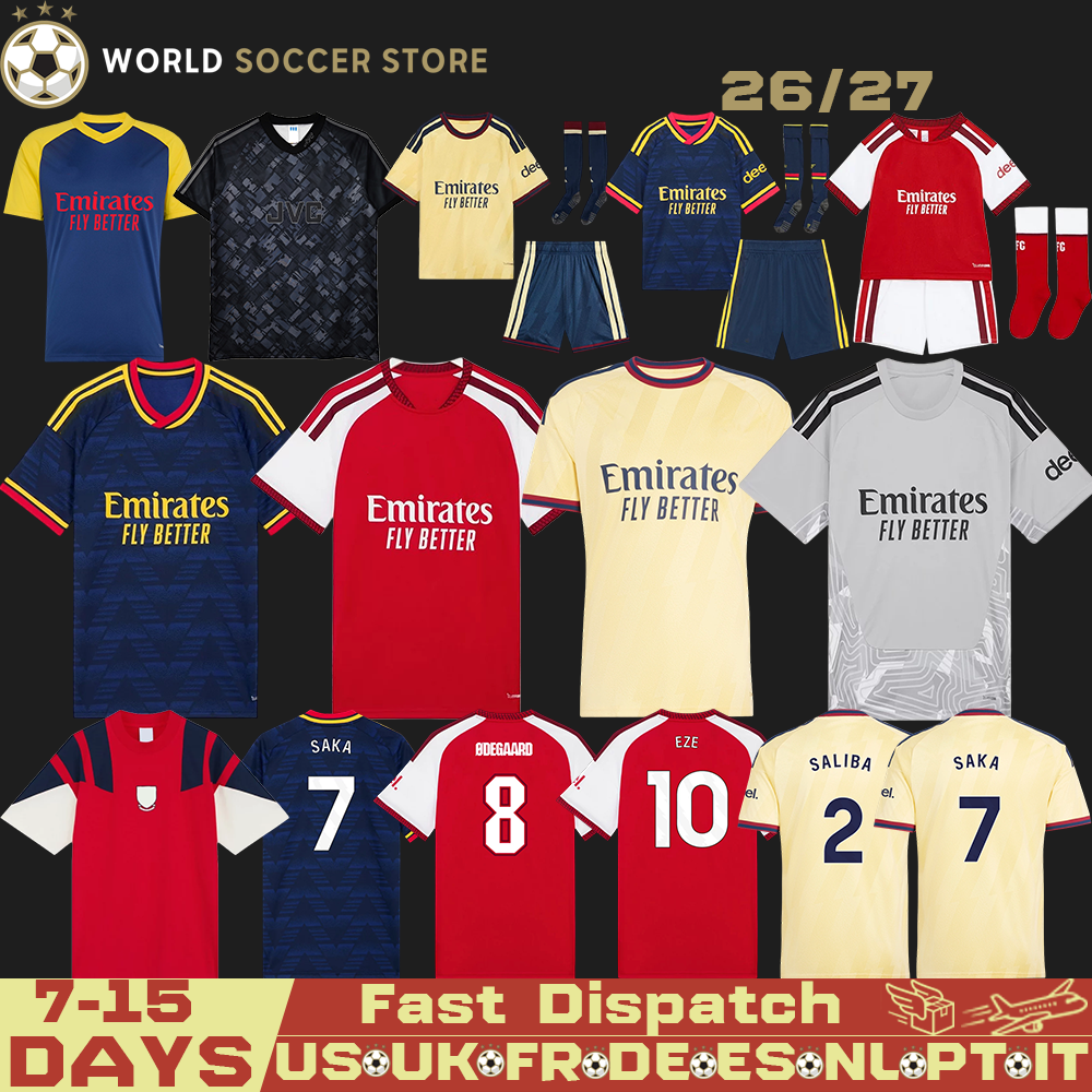 26 27 Aarsenall Maglie Da Calcio Rice ARS Kit EZE Gunners Odegaard Maglie Da Calcio Ass Nal Saka 2025 2026 Gyokeres 26 ANS Maglia Da Calcio Uomo Bam-image