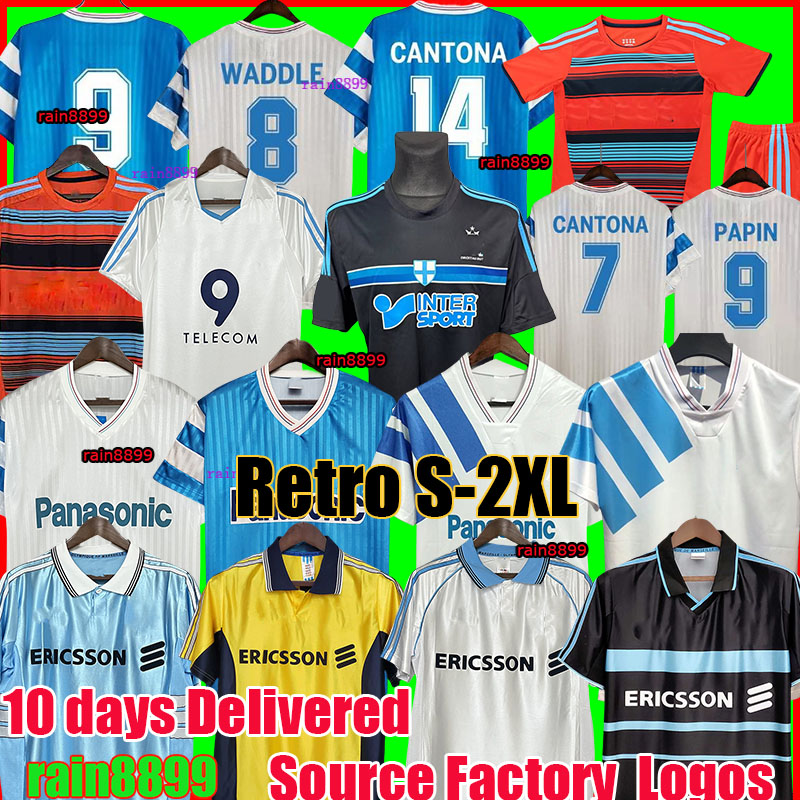Marseille Retro Papin Cantona Waddle #8 Soccer Jerseys Vintage Classic Football Shirts 1990 1991 Maillot De Foot Maillot Om Retro Soccer-image