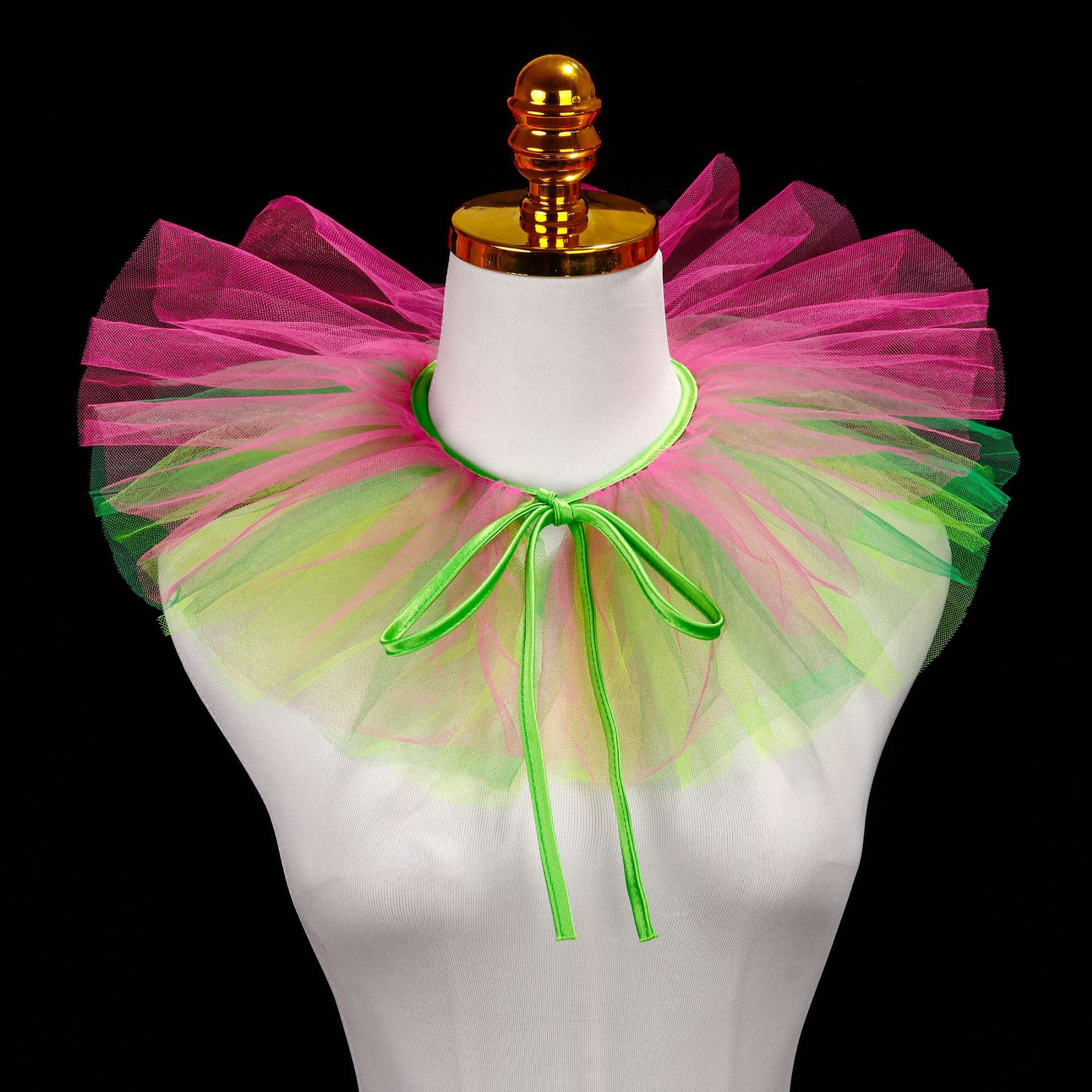 Carnival clown masquerade colorful fluffy mesh fake collar p - view 3