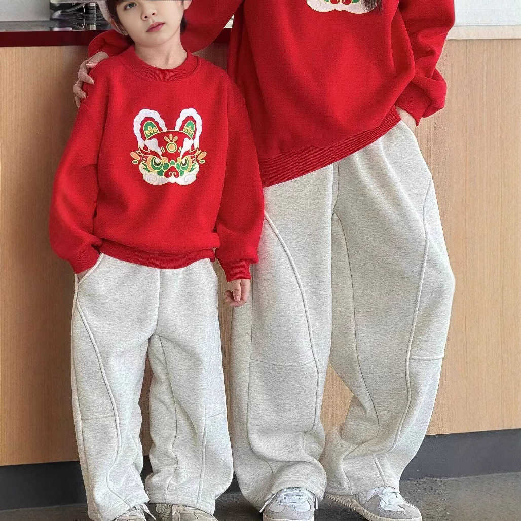 Moda Famiglia Vestiti Abbinati Inverno Papà Mamma E Figlio Figlia Stessi Pantaloni Spessi Caldi Stile Coreano Pantaloni Genitore-Bambino Abbigliamen-image